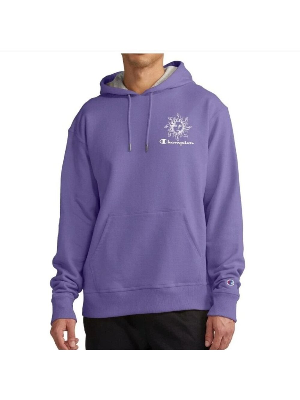 Champion Powerblend Hoodie Sun Champion Logo Iris Purple Sweatshirt M